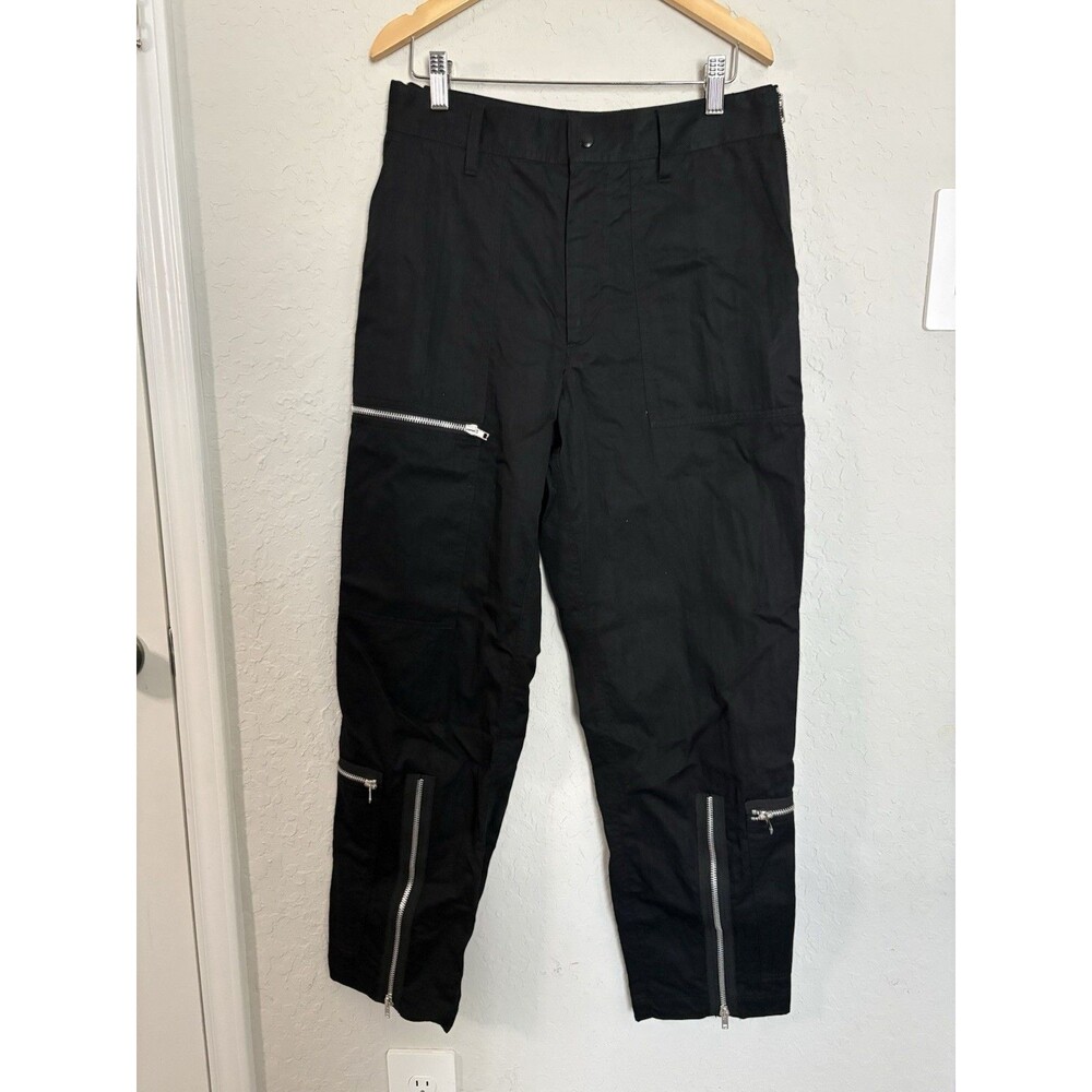 Helmut Lang Black Flight Trouser Pants Womens Sz 4 Utility Cargo Barrel Leg